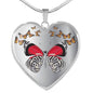 Butterfly Print Heart Pendant Luxury Necklace