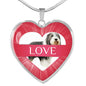 Bearded Collie Print Heart Pendant Luxury Necklace