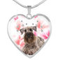 Cesky Terrier Print Heart Pendant Luxury Necklace