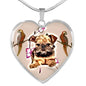 Brussels Griffon Print Heart Pendant Luxury Necklace