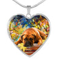 Bullmastiff Print Heart Pendant Luxury Necklace