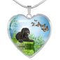 Barbet Dog Print Heart Pendant Luxury Necklace