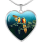 Lovely Parrot Print Heart Charm Necklaces