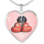 Saint Bernard Dog Print Heart Pendant Luxury Necklace