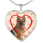 German Shepherd Print Heart Charm Necklace