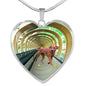 Rhodesian Ridgeback Dog Print Heart Pendant Luxury Necklace