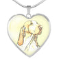 Bracco Italiano Dog Print Heart Pendant Luxury Necklace