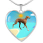 Azawakh Dog Print Heart Pendant Luxury Necklace