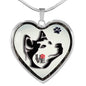 Siberian Husky Dog Art Print Heart Charm Necklaces