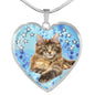 Cute Maine Coon Print Heart Pendant Luxury Necklace