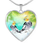 Cockatiel Parrot Art Print Heart Charm Necklace