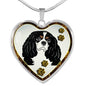 Cavalier King Charles Spaniel Dog Print Heart Charm Necklaces