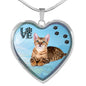 Toyger Cat Print Heart Charm Necklaces