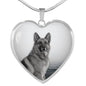 Cute German Shepherd Print Heart Charm Necklace