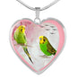 Budgerigar Parrot Print Heart Charm Necklaces