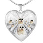Amazing Old English Sheepdog Print Heart Pendant Luxury Necklace