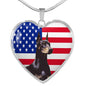 Doberman Pinscher Print Heart Pendant Luxury Necklace