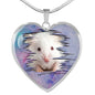 Cute White Hamster Print Heart Charm Necklaces
