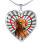 Lovely Vizsla Dog Print Heart Charm Necklace