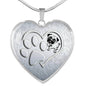 Pug Paws Print Heart Pendant Luxury Necklace
