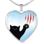 Cat Print Heart Pendant Luxury Necklace