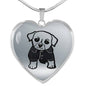 Cute Dog Art Print Heart Pendant Luxury Necklace