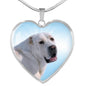 Central Asian Shepherd Dog Print Heart Pendant Luxury Necklace