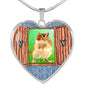 Golden Hamster Art Print Heart Charm Necklaces