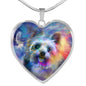 Yorkie Art Print Heart Pendant Luxury Necklace