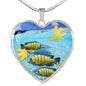 Afra Cichlid Print Heart Charm Necklace