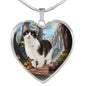Munchkin Cat Print Heart Pendant Luxury Necklace