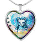Cat Watercolor Art Print Heart Charm Necklaces