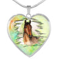 Thoroughbred Horse Art Print Heart Charm Necklaces