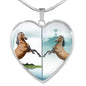 Lusitano Horse Print Heart Pendant Luxury Necklace