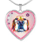 Basset Hound Dog Print Heart Charm Necklaces