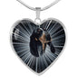 Bluetick Coonhound Dog Print Heart Pendant Luxury Necklace