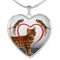 Bengal Cat Print Heart Pendant Luxury Necklace
