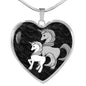 Cute Unicorn Print Heart Pendant Luxury Necklace