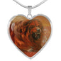 Tibetan Mastiff Print Heart Pendant Luxury Necklace