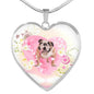 Bulldog Print Heart Charm Luxury Necklace