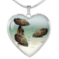 Oscar Fish Print Heart Pendant Luxury Necklace