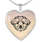 Maltese Dog Vector Art Print Heart Charm Necklaces