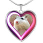 Campbell Dwarf Hamster Print Heart Charm Necklaces