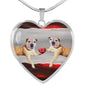 Border Terrier Print Heart Pendant Luxury Necklace
