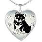 Shiba Inu Dog Print Heart Charm Necklaces