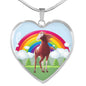 American Paint Horse Print Heart Pendant Luxury Necklace