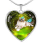 Birman Cat Print Heart Charm Necklaces
