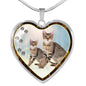 Savannah Cat Print Heart Charm Necklaces