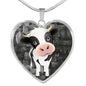 Cow Print Heart Pendant Luxury Necklace