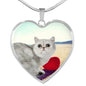 Exotic Shorthair Cat Print Heart Pendant Luxury Necklace